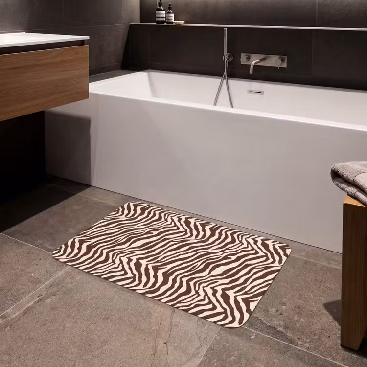 Zebra - Patroon - Zwart - Wit Badmat middel 997 -sfeer3