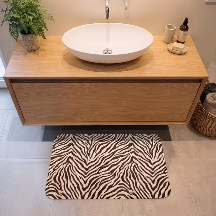 Zebra - Strepen - Bruin Badmat middel -sfeer1