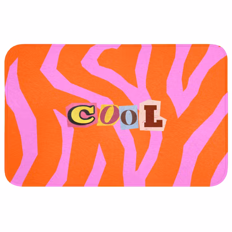 Zebraprint - Grafisch - COOL - Oranje Badmat middel -3d