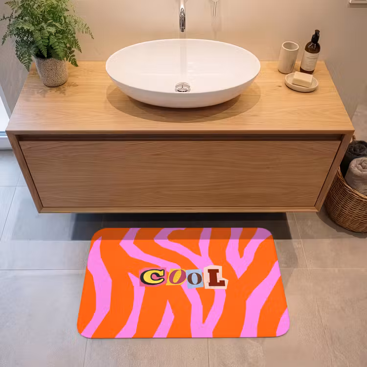 Zebraprint - Grafisch - COOL - Oranje Badmat middel -sfeer1