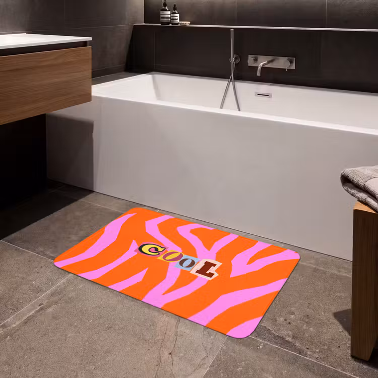 Zebraprint - Grafisch - COOL - Oranje Badmat middel -sfeer3