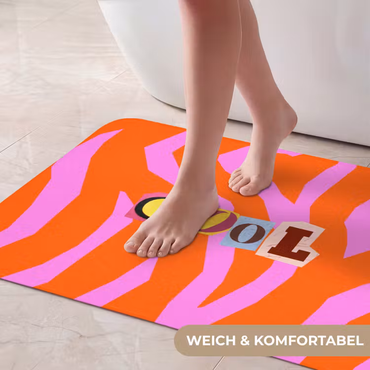 Zebraprint - Grafisch - COOL - Oranje Badmat middel -USP_ZachtDE