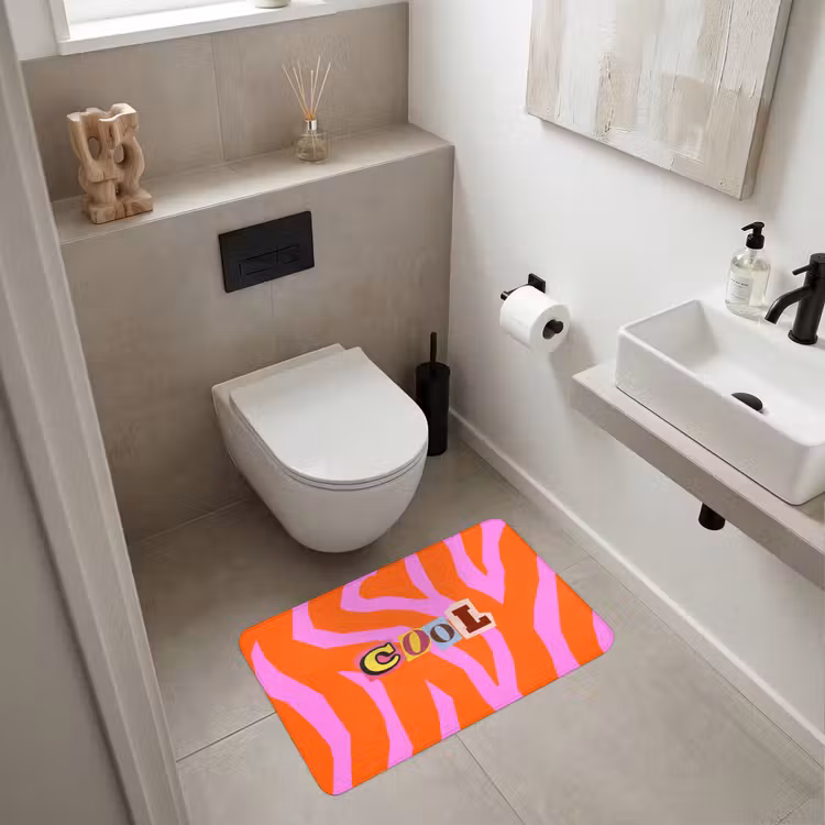 Zebraprint - Grafisch - COOL - Oranje Badmat middel -sfeer4