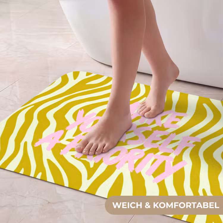 Zebraprint - Priority - Roze Badmat middel -USP_ZachtDE