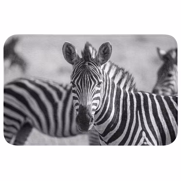 Zebra's - Zwart - Wit Badmat middel -3d