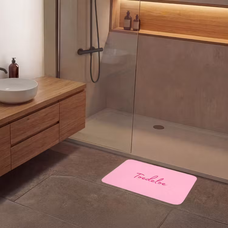 Toedeloe - Roze - Minimalistisch Badmat klein -sfeer2