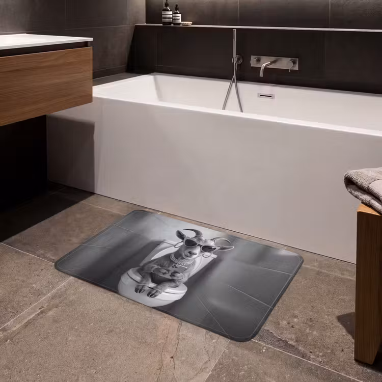 Geit - Telefoon - Toilet - Zwart - Wit Badmat middel -sfeer3