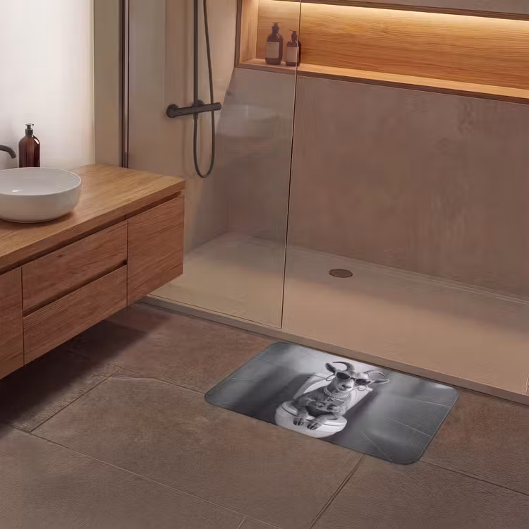 Geit - Telefoon - Toilet - Zwart - Wit Badmat middel -sfeer2