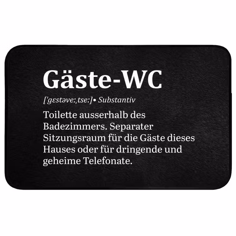 Quotes - Gäste-wc - Definitie - Zwart - Spreuk Badmat middel -3d