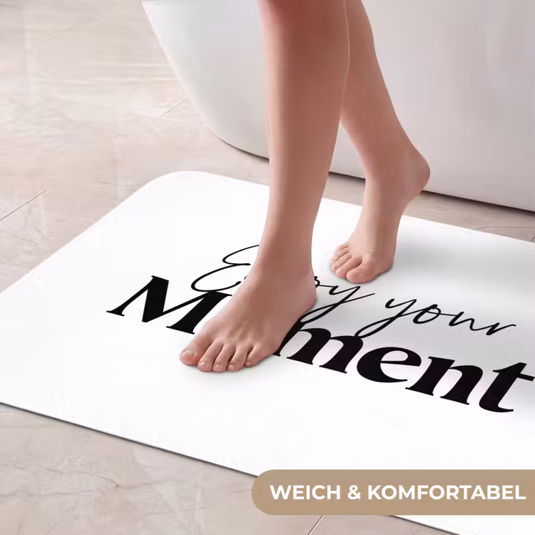 Quotes - Enjoy your moment - Wit - Spreuk Badmat middel -USP_ZachtDE