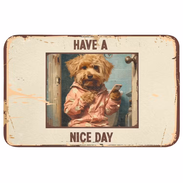 Quotes - Hond - Have a nice day - Vintage - Spreuk Badmat middel -3d