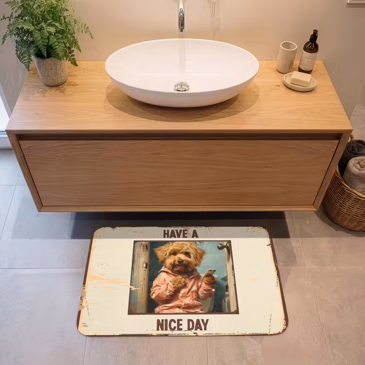 Quotes - Hond - Have a nice day - Vintage - Spreuk Badmat middel -sfeer1
