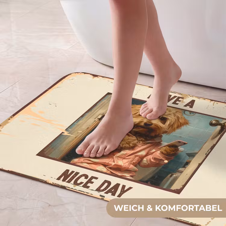 Quotes - Hond - Have a nice day - Vintage - Spreuk Badmat middel -USP_ZachtDE