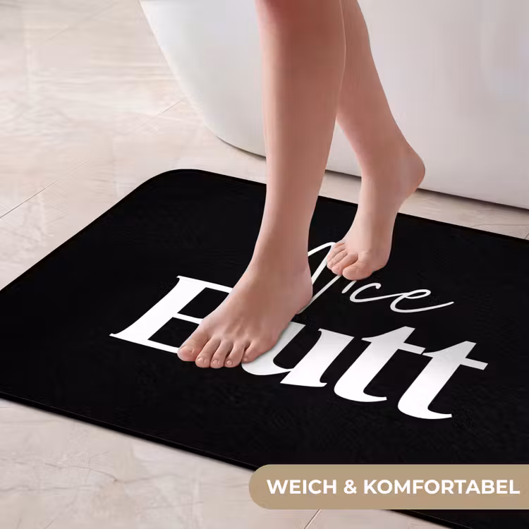Quotes - Nice butt - Zwart - Spreuken Badmat middel -USP_ZachtDE