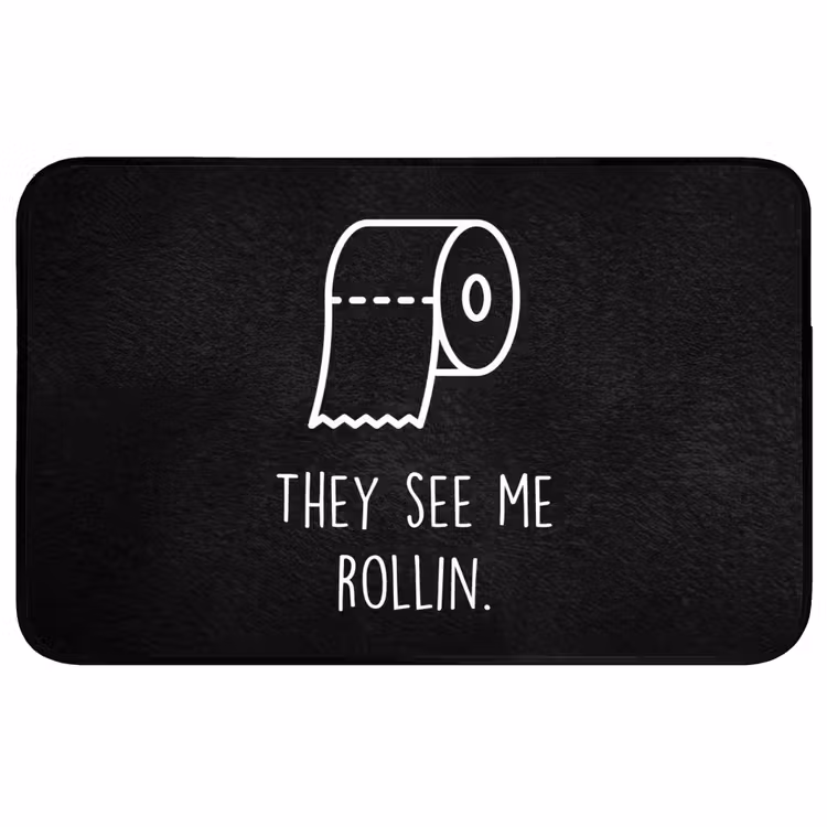 Quotes - WC papier - They see me rollin - Zwart - Spreuken Badmat middel -3d