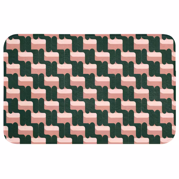 Vlechtpatroon - Groen - Roze - Geometrisch Badmat middel 997 -3d