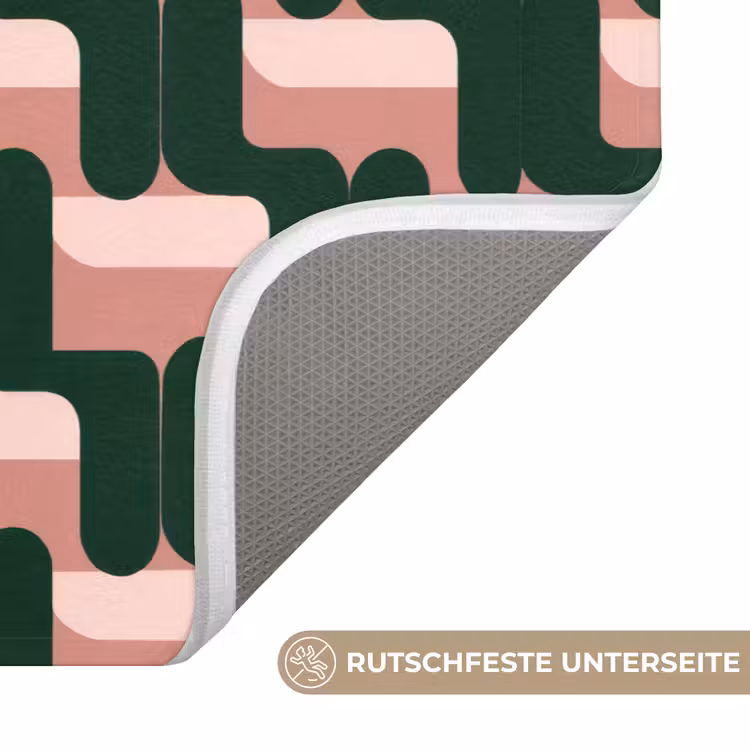 Vlechtpatroon - Groen - Roze - Geometrisch Badmat middel 997 -USP_AntislipDE