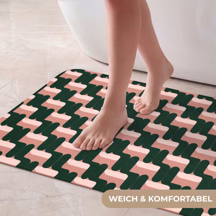 Vlechtpatroon - Groen - Roze - Geometrisch Badmat middel 997 -USP_ZachtDE