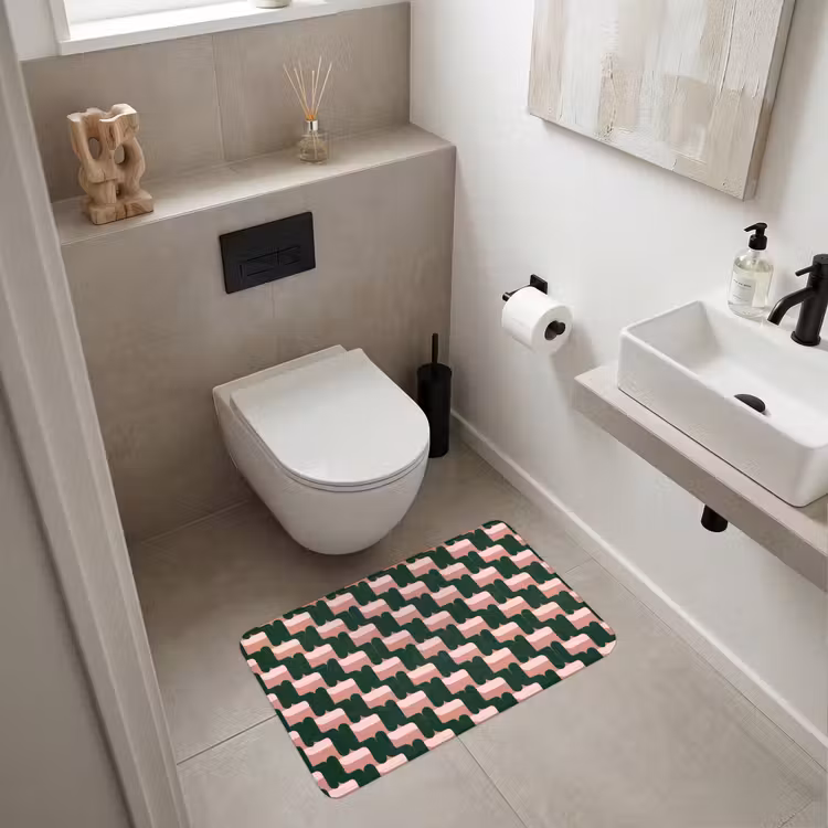 Vlechtpatroon - Groen - Roze - Geometrisch Badmat middel 997 -sfeer4