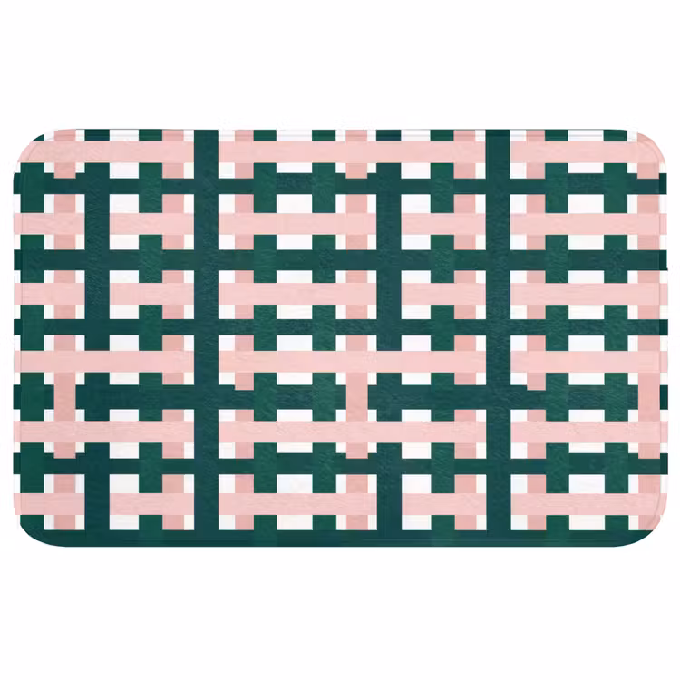 Vlechtpatroon - Groen - Roze - Grafisch Badmat middel 997 -3d