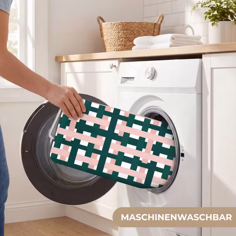 Vlechtpatroon - Groen - Roze - Grafisch Badmat middel 997 -USP_WasbaarDE
