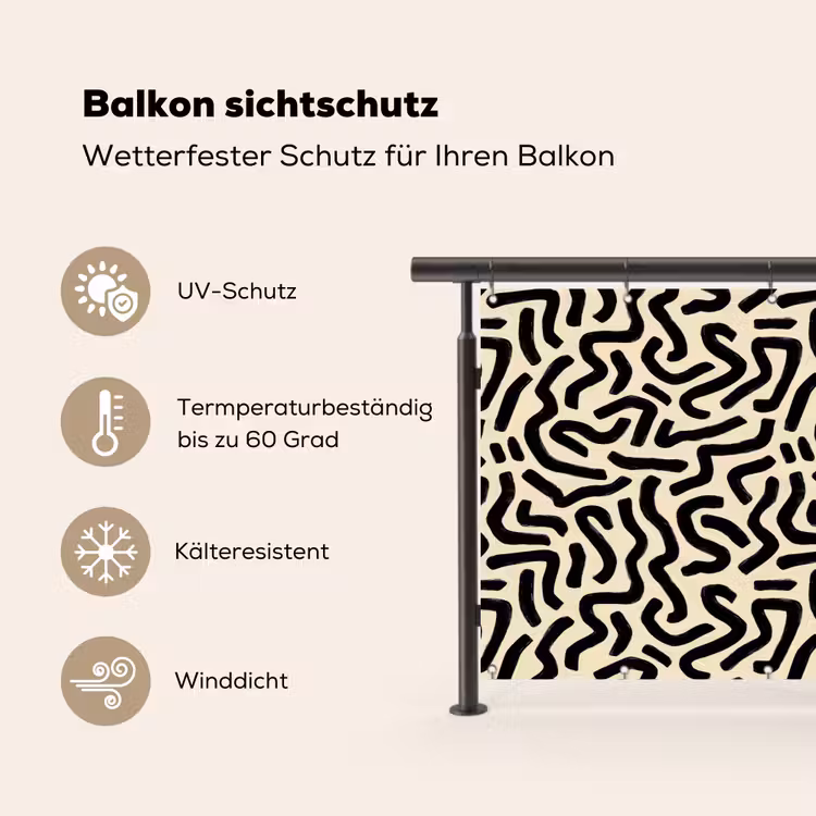 Abstract - Lijnen - Zwart Balkonbeschermer Duitsland klein 596 -specs