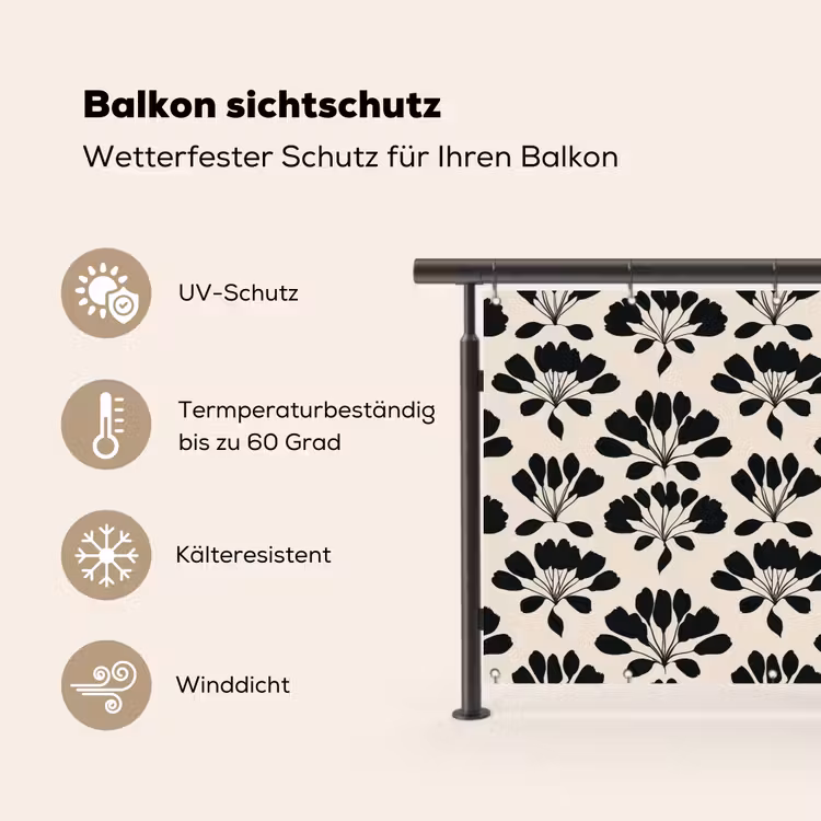 Abstract - Patroon - Zwart Balkonbeschermer Duitsland klein 596 -specs
