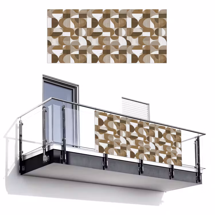 Abstract - Retro - Bruin Balkonbeschermer Duitsland klein 596 -3d