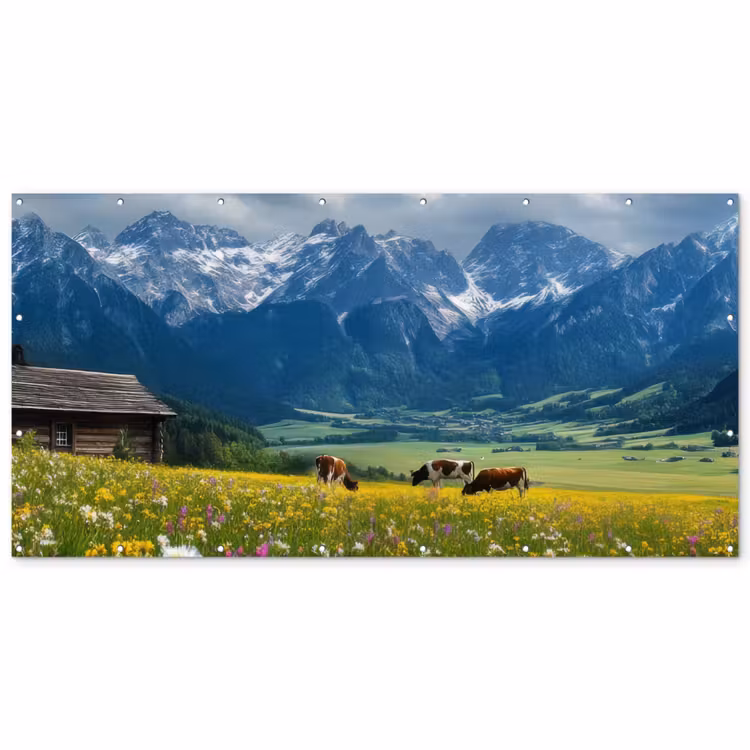 Alpen - Weide - Bergen - Koeien Balkonbeschermer Duitsland klein -zz_3d