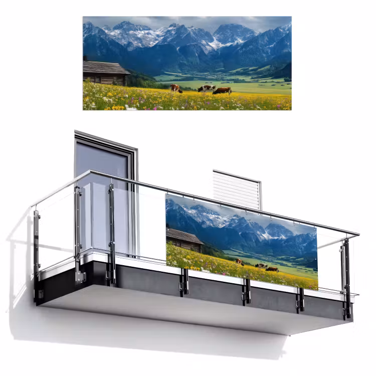 Alpen - Weide - Bergen - Koeien Balkonbeschermer Duitsland klein -3d