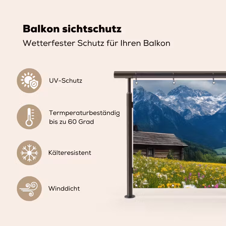Alpen - Weide - Bergen - Koeien Balkonbeschermer Duitsland klein -specs