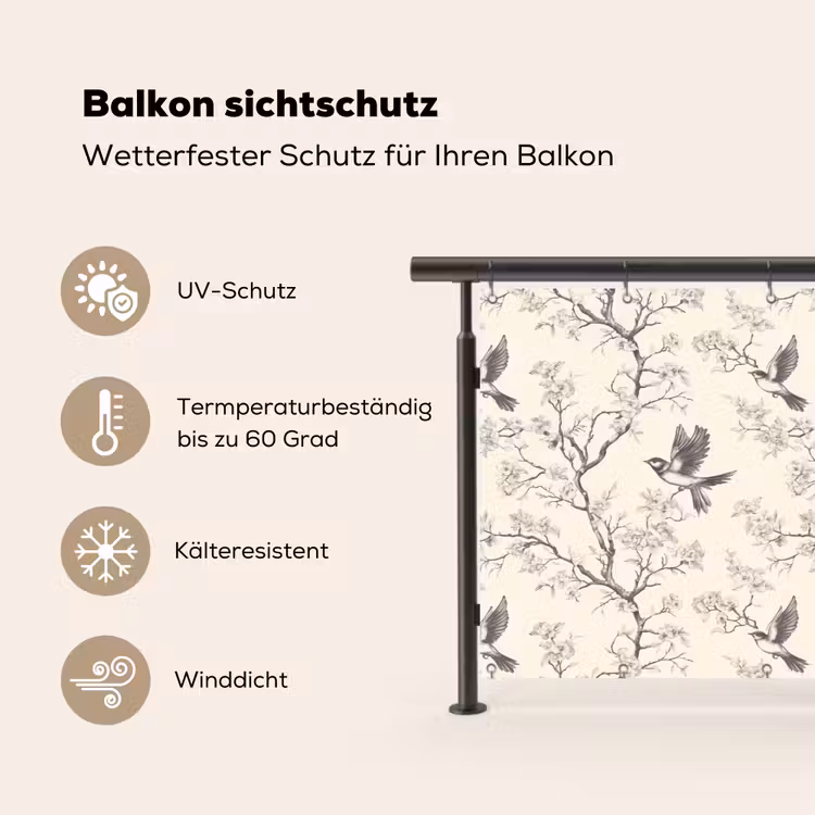 Takken - Vogels - Beige Balkonbeschermer Duitsland klein 596 -specs