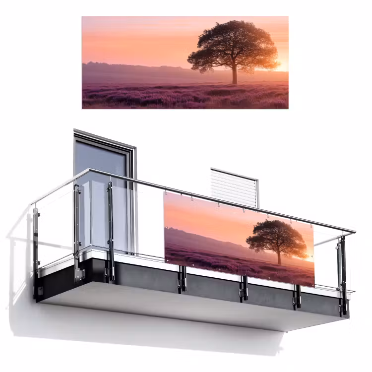 Boom - Heide - Zonsopgang Balkonbeschermer Duitsland klein -3d