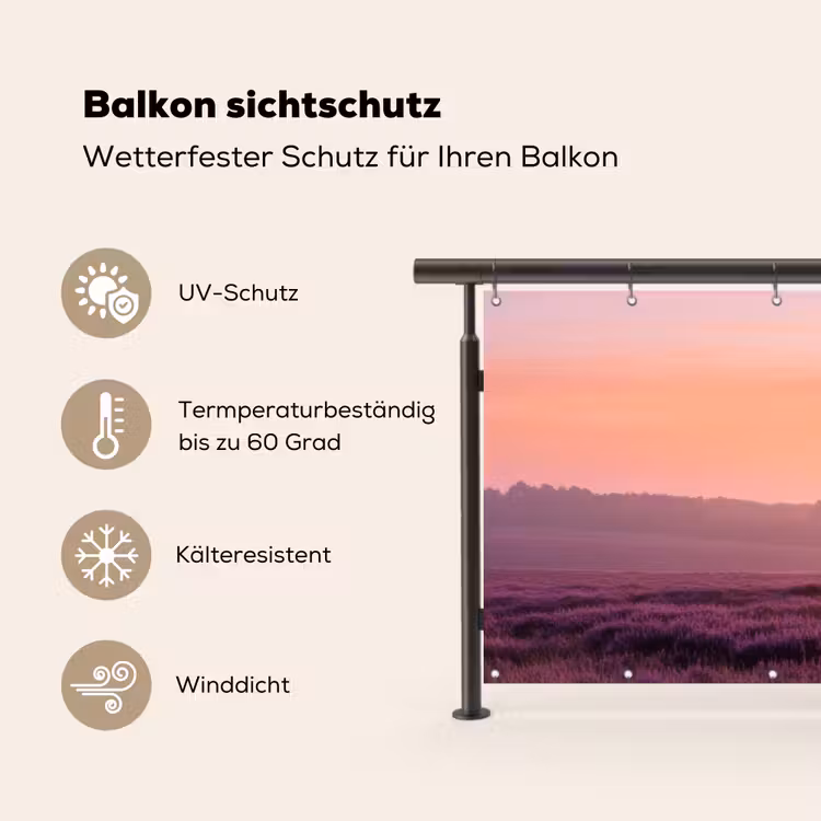 Boom - Heide - Zonsopgang Balkonbeschermer Duitsland klein -specs