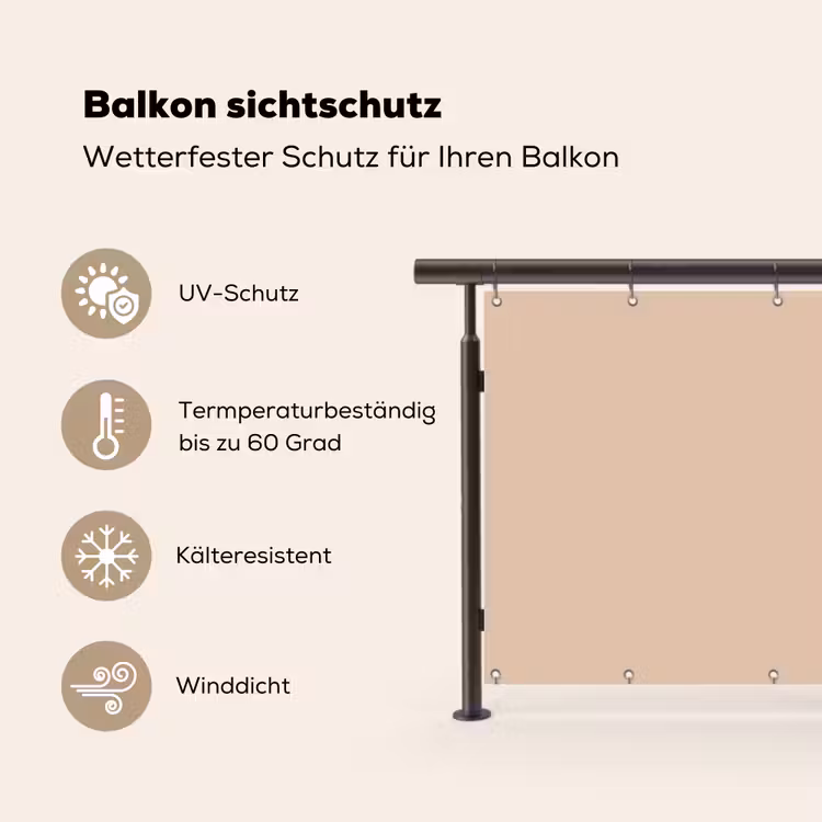 Beige - Kleuren - Effen Balkonbeschermer Duitsland klein 596 -specs