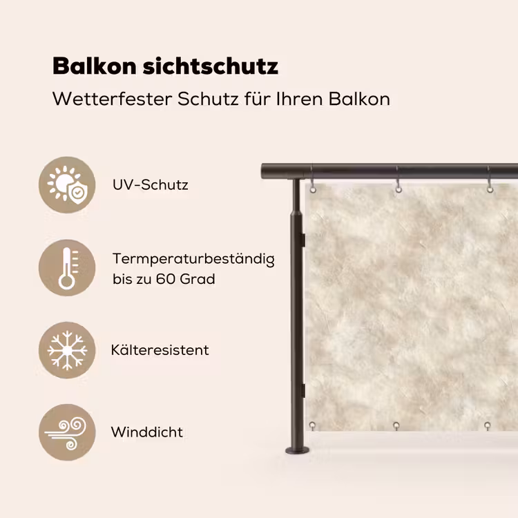 Beige - Reliëfstructuur - Natuursteen Balkonbeschermer Duitsland klein 596 -specs
