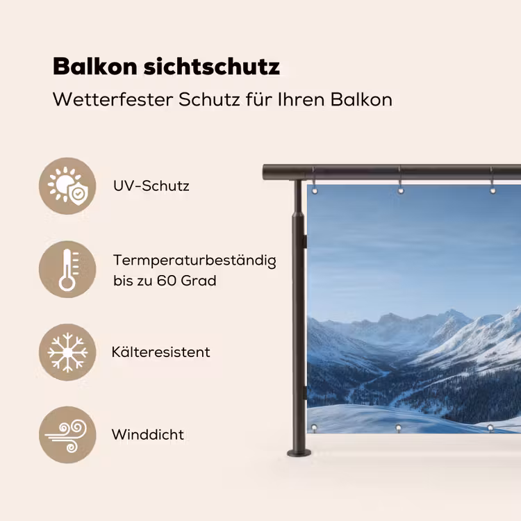 Bergen - Sneeuw - Winter Balkonbeschermer Duitsland klein -specs