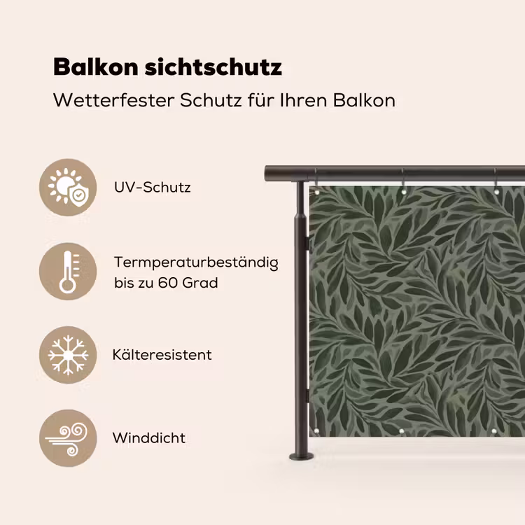 Bladeren - Organisch - Groen Balkonbeschermer Duitsland klein 596 -specs
