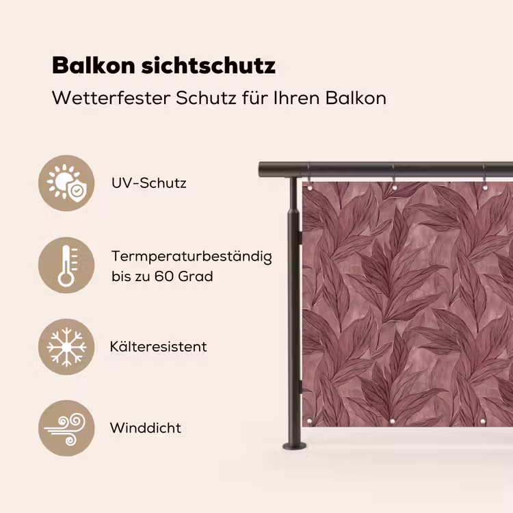 Bladeren - Patroon - Paars Balkonbeschermer Duitsland klein 596 -specs