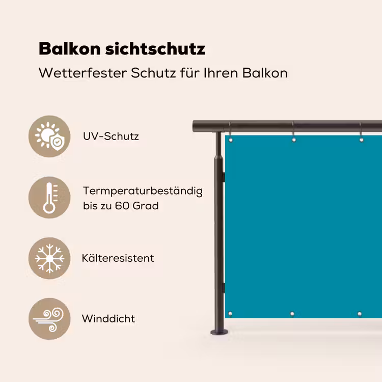 Blauw - Effen kleur Balkonbeschermer Duitsland klein 596 -specs
