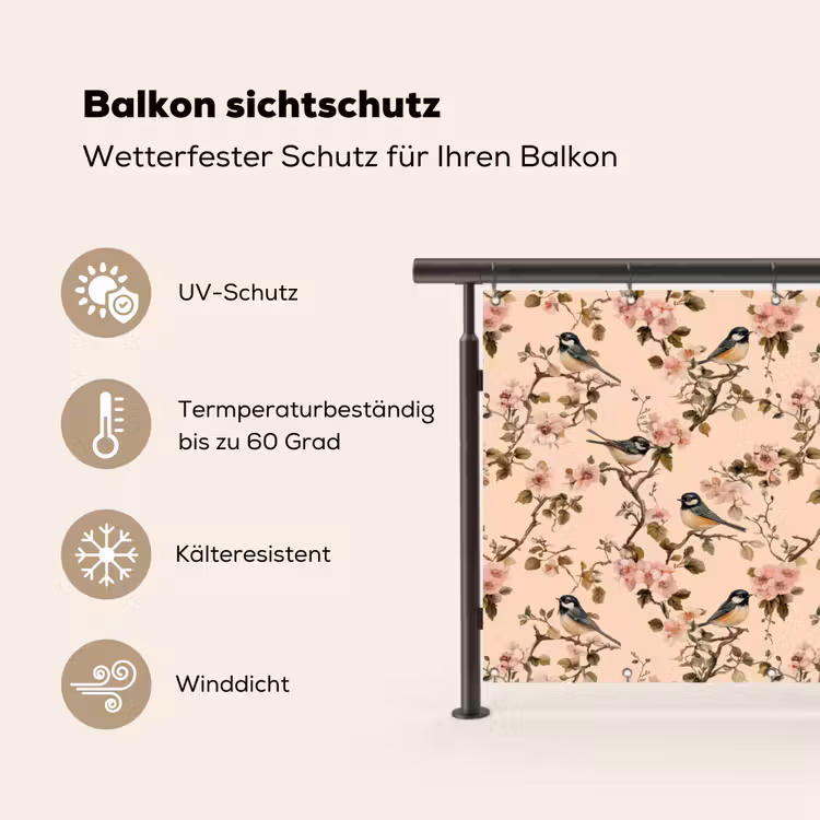 Bloesem - Koolmees - Roze Balkonbeschermer Duitsland klein 596 -specs