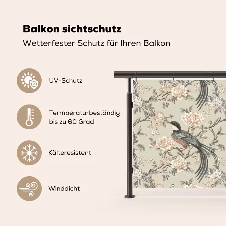 Bloem - Vogel - Kleurrijk Balkonbeschermer Duitsland klein 596 -specs