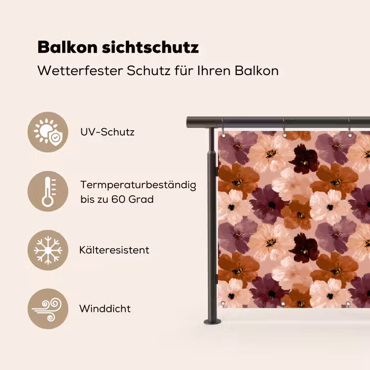 Bloemen - Abstract - Aardetinten Balkonbeschermer Duitsland klein 596 -specs