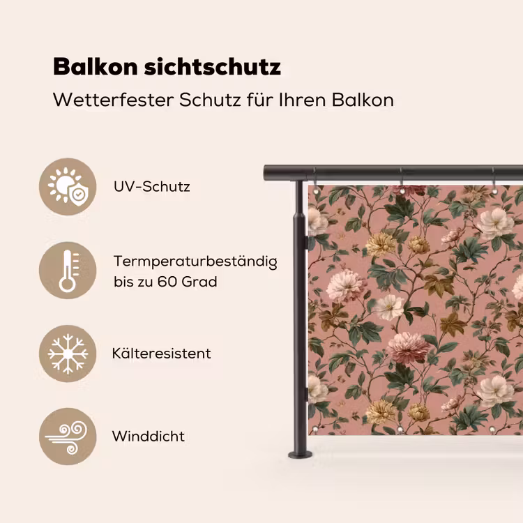 Bloemen - Klassiek - Roze Balkonbeschermer Duitsland klein 596 -specs