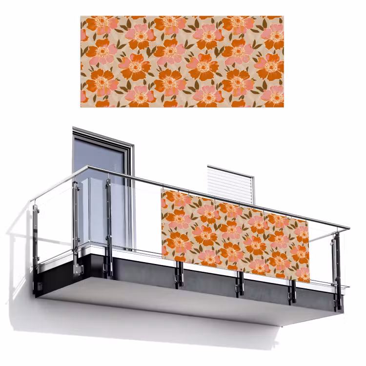 Bloemen - Motief - Retro Balkonbeschermer Duitsland klein 596 -3d