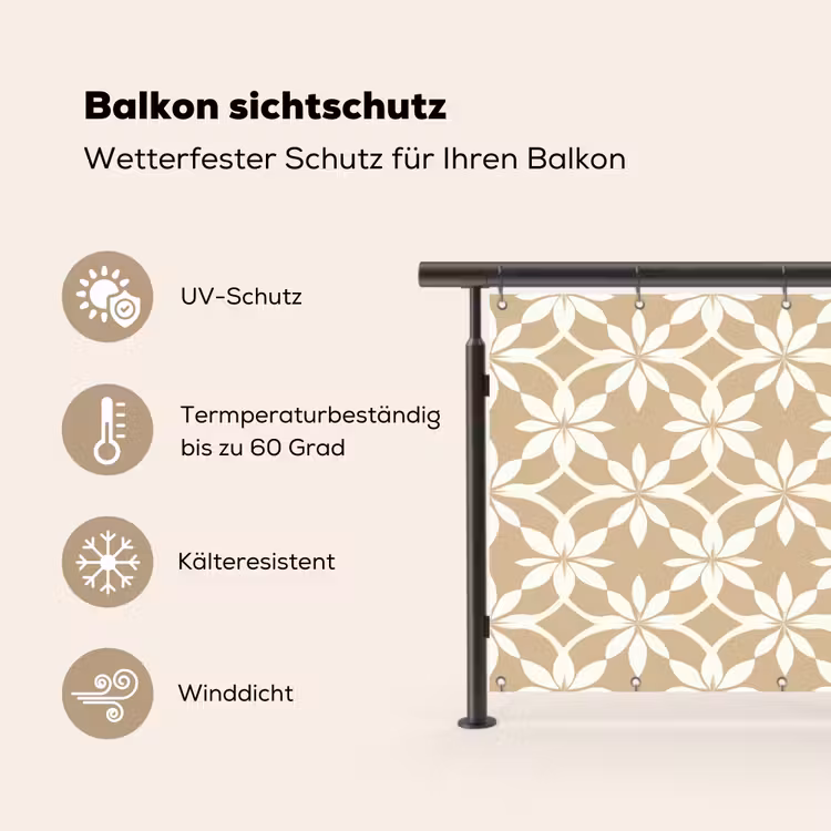 Bloemen - Patroon - Beige Balkonbeschermer Duitsland klein 596 -specs