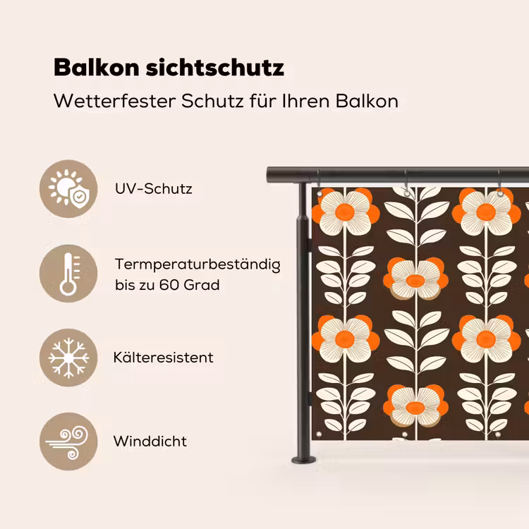 Bloemen - Retro - Bruin Balkonbeschermer Duitsland klein 596 -specs