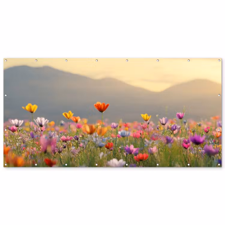 Bloemenveld - Bergen - Zonlicht - Bloemen Balkonbeschermer Duitsland klein -zz_3d
