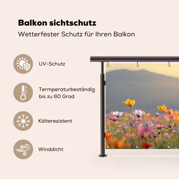 Bloemenveld - Bergen - Zonlicht - Bloemen Balkonbeschermer Duitsland klein -specs