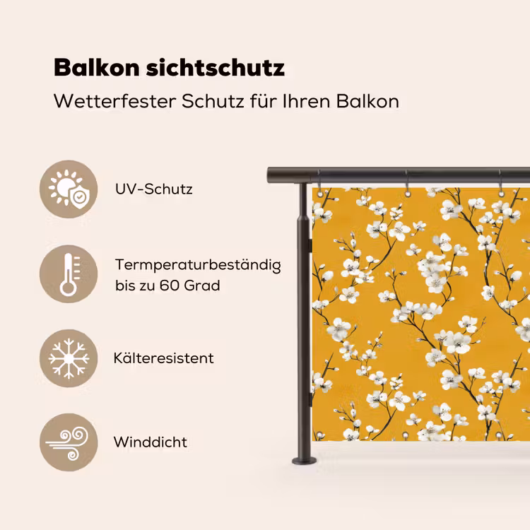 Bloesemtak - Aquarel - Geel Balkonbeschermer Duitsland klein 596 -specs